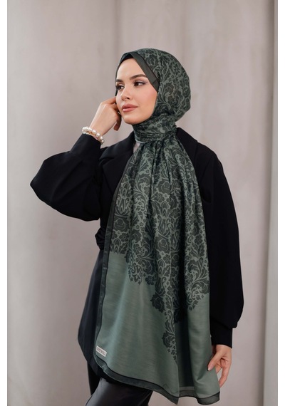 Mimiyum Nevra Desen Soft Şal Dumanlı Yeşil