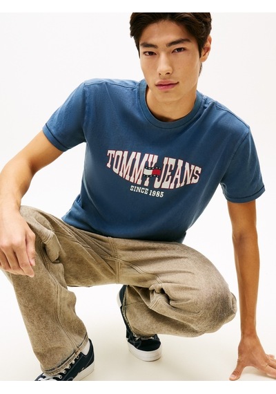 Tommy Hilfiger Tjm Reg La Wavıng Flag Ext Erkek Mavi T-shirt - Dm0dm22520