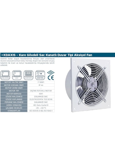 Kayıtes KDAXIS 200'lük Duvar Tipi Aksiyel Fan 680 M³/H