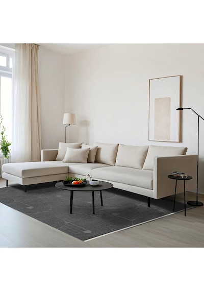 Bespoky Amelie Dizayn Geometrik Modern Salon Halısı Makine Dokuma Antrasit