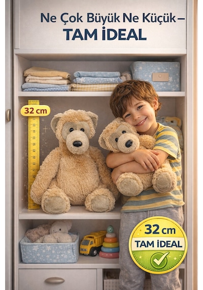 32 Cm Açık Kahverengi Pelüş Oyuncak Boz Ayı Büyük Boy Yumuşak Ayıcık Ce Sertifikalı Uyku Arkadaşı