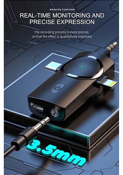 Daytona K9-C1 Wireless 3 IN 1 Kablosuz Type-C Lightning 3.5 MM Jak Tekli Yaka Mikrofonu Siyah