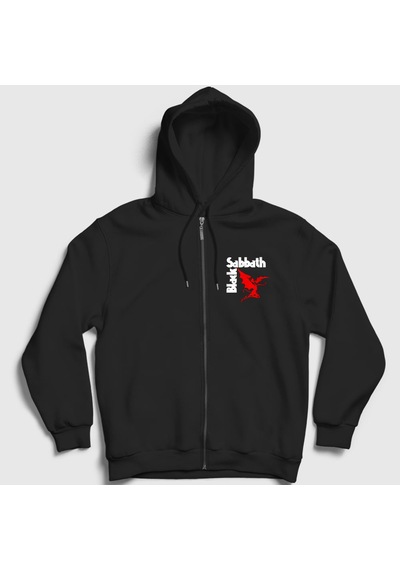 Presmono Unisex Henry Black Sabbath Fermuarlı Kapüşonlu Sweatshirt Siyah