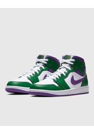 Nike Air Jordan 1 Mid Hulk Basketbol Ayakkabısı Mor - Yeşil