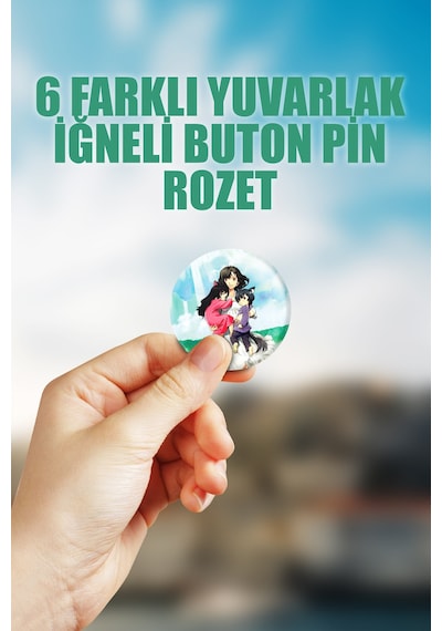 Wolf Children Çanta Süsü Rozet İğneli Buton Rozet Seti 6 Adet Çok Renkli