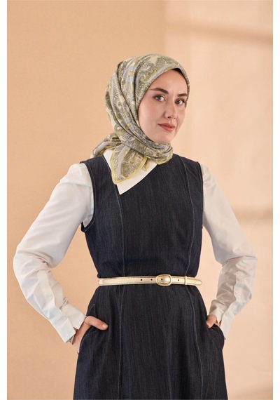 Silk Home Yaz Esintisi Eşarp 150002-23 Butter Yellow, Gri, Sarı,gümüş