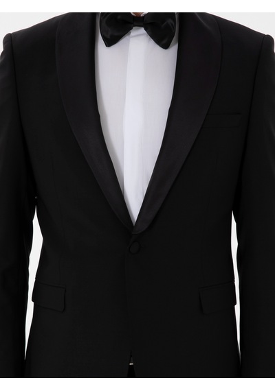 Cacharel Siyah Slim Fit Yün Karışımlı Smokin Dmatlık Cacharel Siyah Slim Fit Yün Karışımlı Smokin Dmatlık