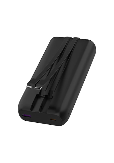 22.5w Pd 20.000mah Dahili Kablolu Ve Hızlı Şarjlı Powerbank, Snapron, Snp-3013, siyah