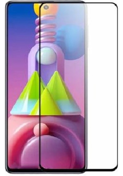 Samsung Uyumlu Galaxy M51 Tam Kaplayan Çerçeveli Tempered Cam Siyah