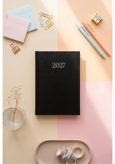Lizy 2027 Günlük Planlayıcı Ajanda 17x24 Cm Ciltbezi Sert Kapak Siyah