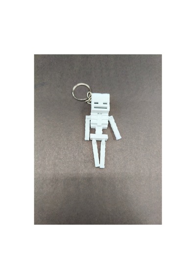 Eklemli Skeleton Anahtarlık Hareketli 3d Baskı İskelet Figür Anahtarlık Gri
