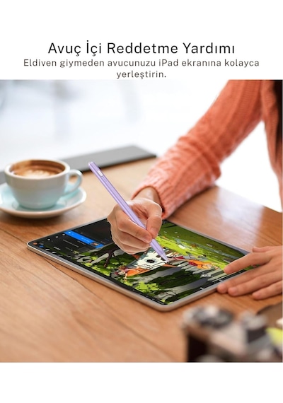 İpad 11. Nesil A16 Dokunmatik Kalem Uyumlu Avuçiçi Red Ve Eğim Özellik Manyetik Yapışan Dijital Pen Lavender