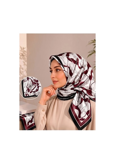 Sisley İpek Saten Eşarp-asm2043 Bordo