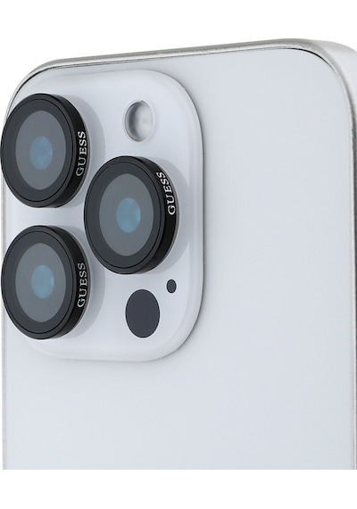 Apple Uyumlu   iPhone 17 Pro Max Guess Lisanslı Metal Kamera Lens Koruyucu Siyah