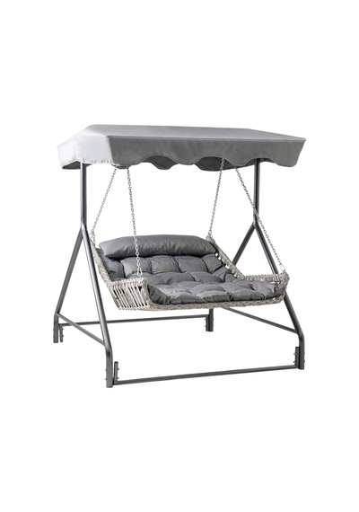 Bed Çiftli Rattan Bahçe Salıncağı Rehome Balkon Salıncağı Beyaz