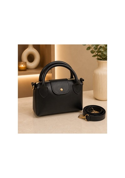 Names Bag Vienesta Oval Mini Doktor Çantası - Çapraz Askılı Kadın Kol Ve Omuz Çantası Siyah Siyah