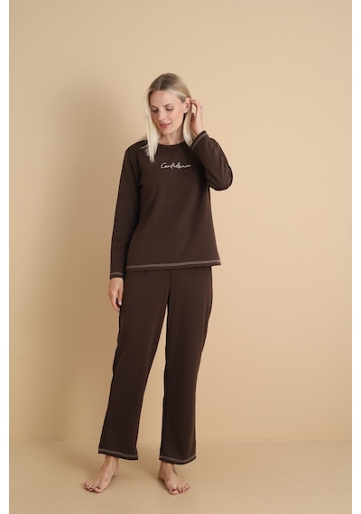 Wordex Mirano 3200 Kadın Kışlık Spor Eşofman Pijama Takımı Kahve