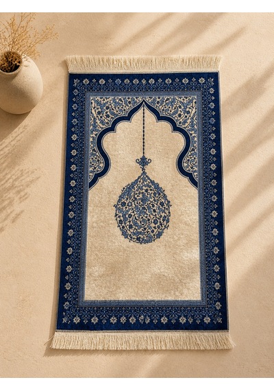 Çantalı Fermuarlı Mihrap Desenli Lacivert Seccade Cl001