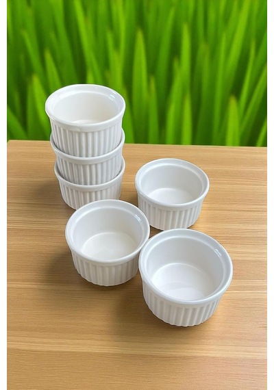 6 Lı Sufle Kabı, Porselen Sufle Kabı 9cm Krem Diğer