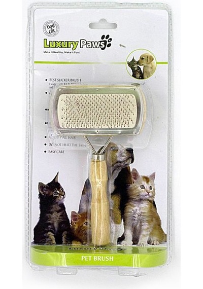 Luxury Paws Ahsap Çift Taraflı Tüy Düzeltme Kedi Köpek Fırçası 17