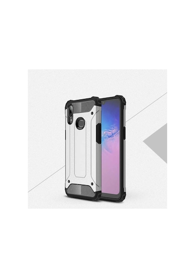 Noktaks - Samsung Galaxy Uyumlu A10s - Kılıf Çift Katman Zırh Tank Crash Military Kapak - Gri