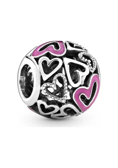 Nur Silver Pembe Mineli Kalpli Gümüş Charm Nur-bl00038