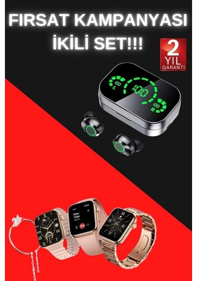 Mey İthalat Yeni Nesil Kaliteli Akıllı Saat Ve Kablosuz Bluetooth Kulaklık Yüksek Ses Kaliteli Yeni Nesil