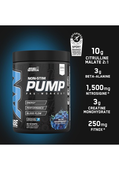Applied Nutrition Abe Stim Free Pump Preworkout Energy & Strength With Citrulline Creatine Beta Alanine 40 Servis Mavi Ahududu Applied Nutrition Abe Stim Free Pump Preworkout Energy & Strength With Citrulline Creatine Beta Alanine 40 Servis Mavi Ahududu