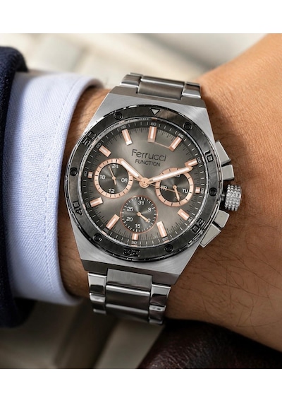 Ferrucci Fc71048 Gümüş Renk Spor Model Full Fonksiyonlu Yeni Sezon Çelik Erkek Kol Saati