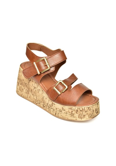Fox Shoes U996752009 Taba Dolgu Topuklu Kadın Ayakkabı Taba-suni Deri