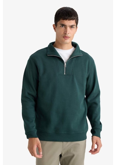Defacto Regular Fit Yarım Balıkçı Yaka Fermuarlı Kalın Sweatshirt F4136ax25augn536 Yeşil