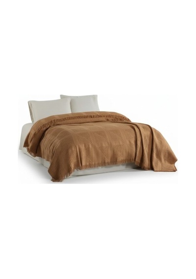 Sirus Çift Kişilik Jakarlı Pike , %100 Pamuk Jakarlı Dokuma 240x260 Cm Hardal