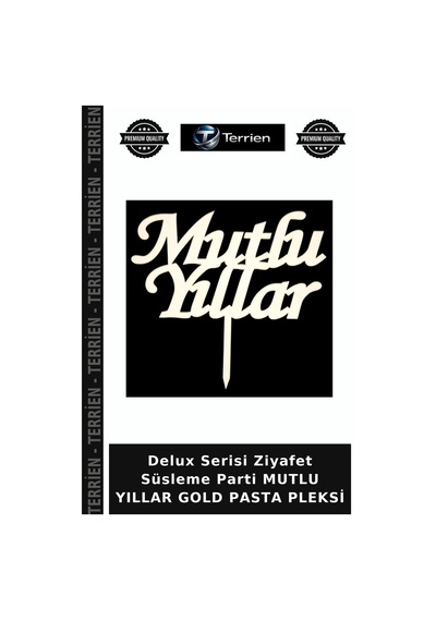 Delux Serisi Ziyafet Süsleme Parti Mutlu Yıllar Gold Pasta Pleksi Altın