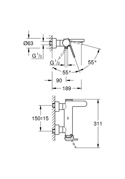 Grohe Banyo Bataryası Plus Krom - 33553003
