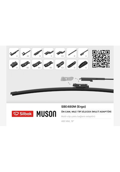 Silecek - 222 - Süpürgesi Muz Tipi 480mm Multi Adaptörlü - Novapazr - Ergonomik