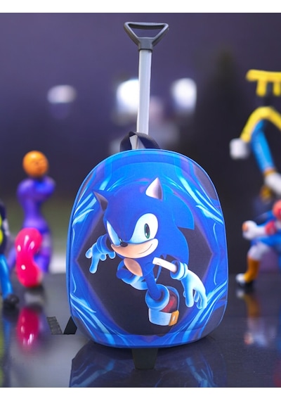 Sonic Anaokulu Kreş Çocuk Valiz Sırt Çantası Çekçekli Sonic Teker