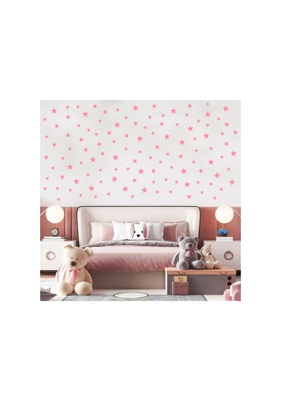 - 3-4-5cm Ebatlarında Karışık 112 Adet Bebe Pembe Yıldız Sticker Nocolor-c8484b42