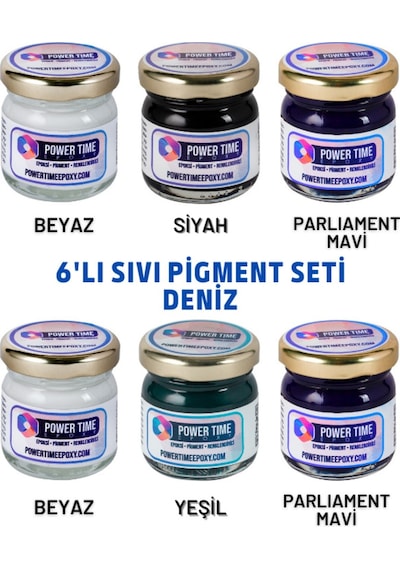 6'lı Opak & Transparan Sıvı Pigment Boya Seti / Epoksi Için Deniz Seti / 6 Adet Epoksi Boyası