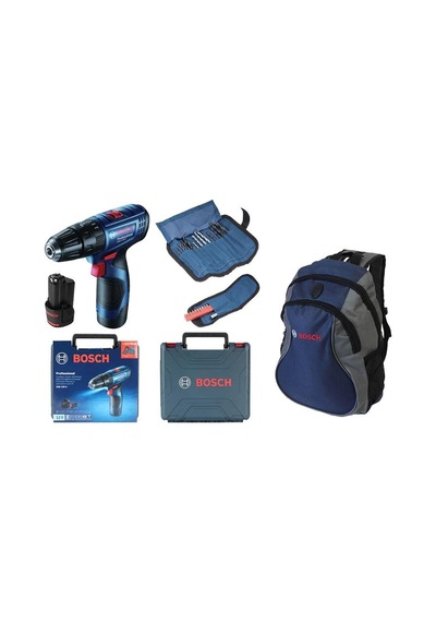 Bosch Professional GSB 120-LI 2x2AH Akülü Darbeli Delme Vidalama + 23 Parça Set + Mavi Sırt Çantası