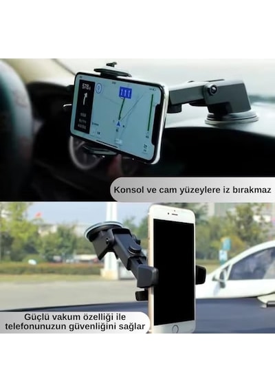 Araç İçi Telefon Tutucu Vakumlu Araba Ayarlanabilir Cam Ve Torpido Için Yüksek Kalite Tutucu Vakumlu