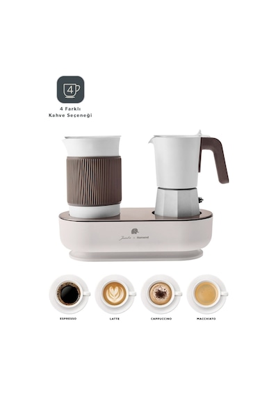 Jumbo x Homend JoyPot 5013H, Süt Köpürtme Fonksiyonlu ve 4 Farklı Kahve Programlı Mochapot