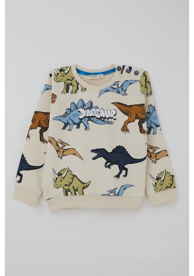 Breeze Erkek Çocuk Eşofman Takımı Kükreyen Güçlü Dinozorlar Desenli 1.5-5 Yaş, Krem