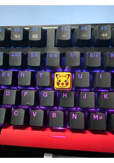 2 Adet Pokemon Pikachu Sevimli Sarı Elektrikli Anime Karakteri Yüzü Mekanik Klavye Tuşu Aksesuar