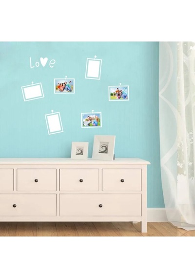 Yaratıcı Fotoğraf Çerçevesi Dekoratif Duvar Süsü Sticker Etiket 6 Parça Beyaz