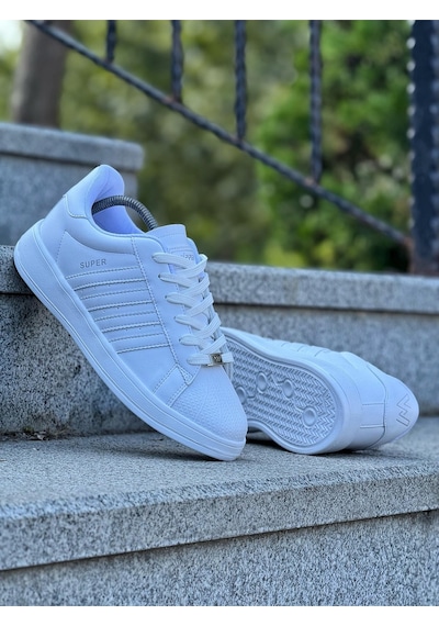 Wipper Unisex Spor Ayakkabı Sneaker Hafif Ortopedik Eva Taban Memory Foam Günlük Kullanım İçin Rahat Beyaz
