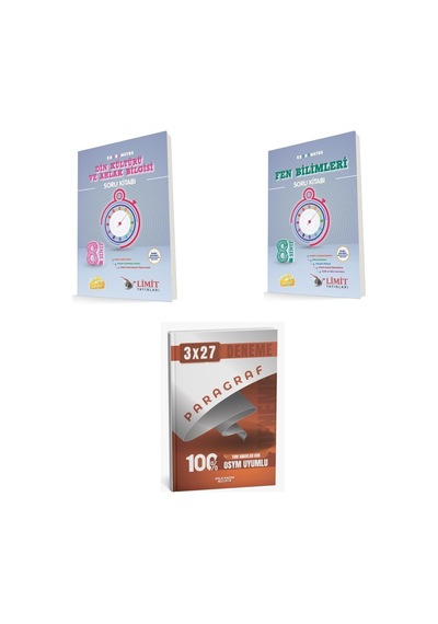 2027 Limit 8. Sınıf Kronometre Din Kültürü Ve Ahlak Bilgisi + Fen Bilimleri Soru + Ankapade 3'lü Set