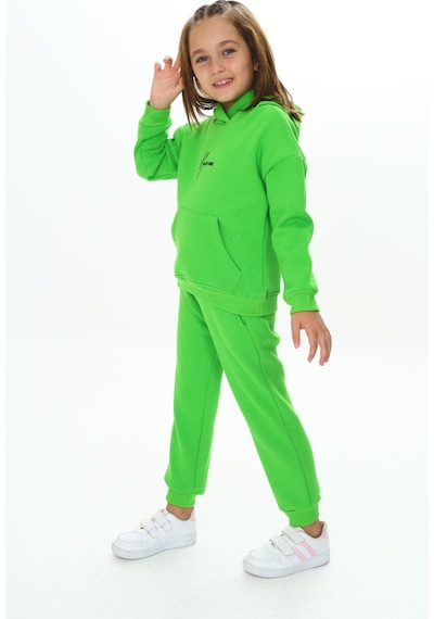 Toontoy Kids Toontoy Kız Çocuk Kapüşonlu Eşofman Takım Fıstık Yeşili
