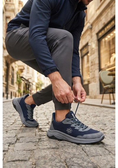 Scooter M2011 Rahat Deri Tekstil Sneaker Erkek Ayakkabı Lacivert