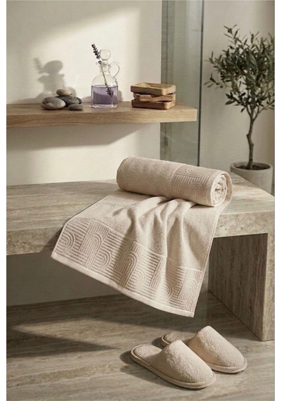 Esila Serisi Bej Renk Banyo Havlusu 90 X 150 Premium Yumuşak Dokulu %100 Organik Pamuk Bej - 890563692 Bej