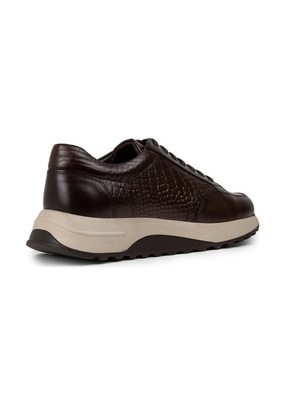 Deery Hakiki Deri Kahverengi Erkek Sneaker Ayakkabı - 01984Mkhve01 Kahverengi